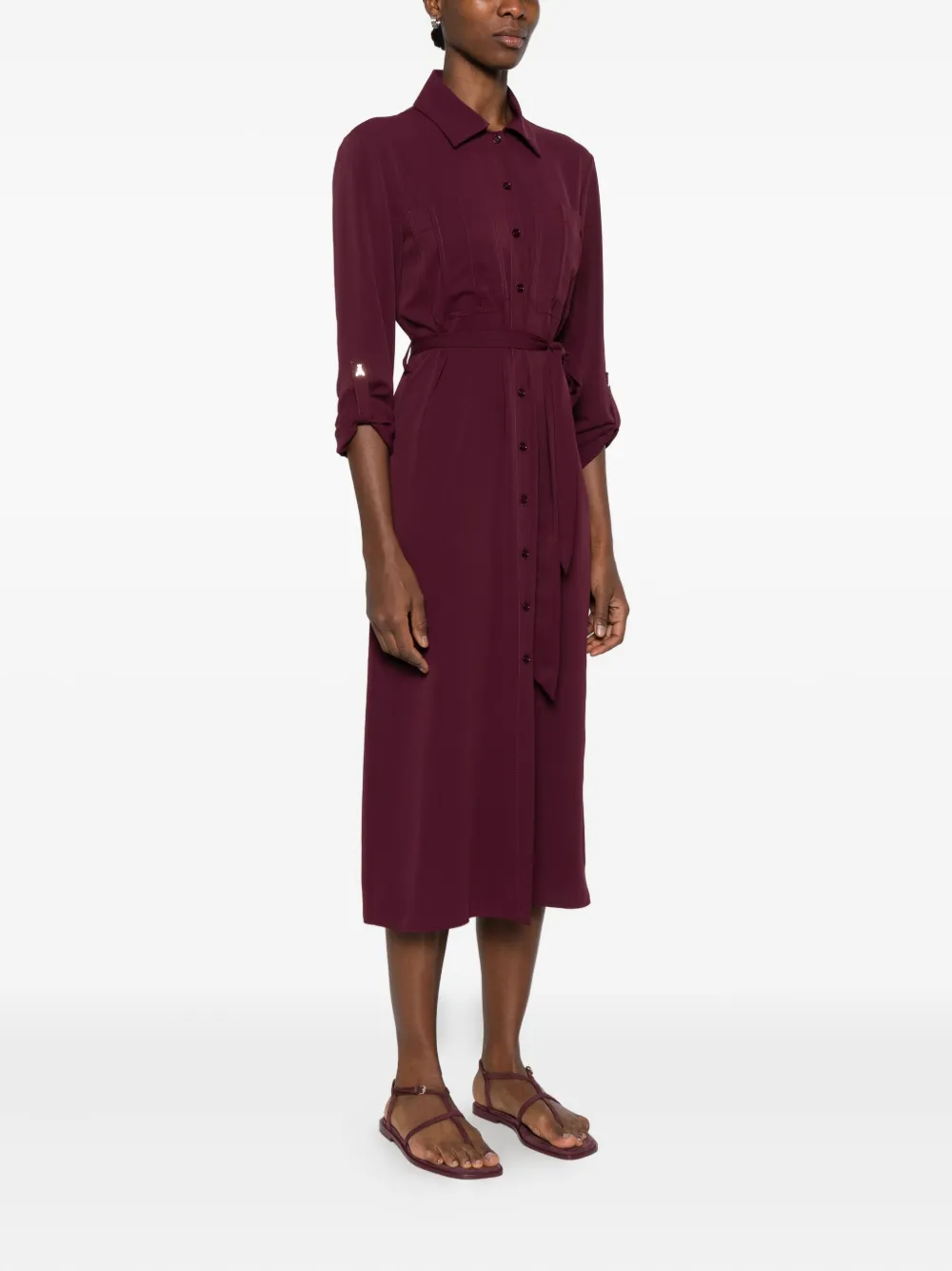 Patrizia Pepe Midi-jurk met ceintuur en zak Paars