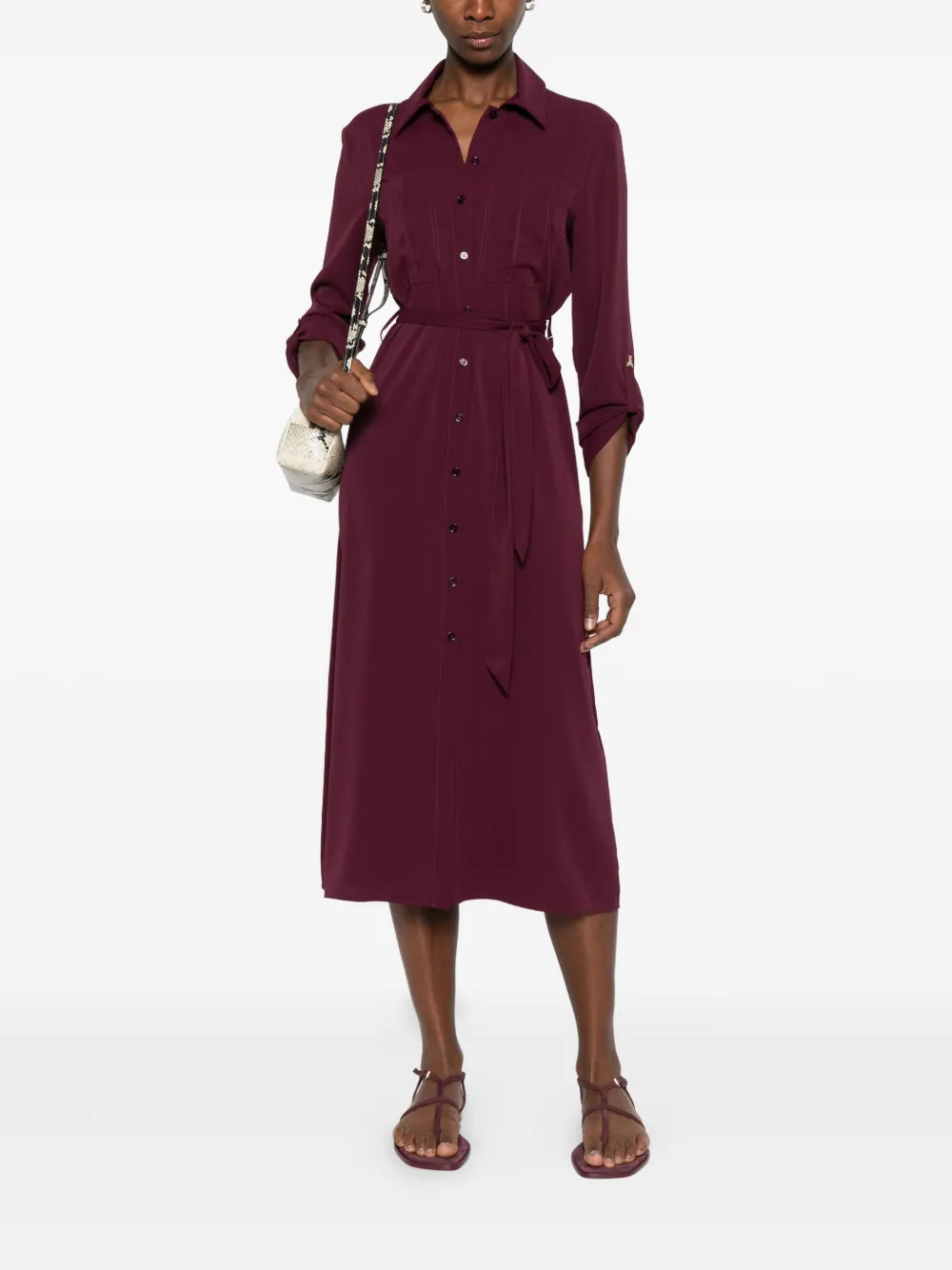 Patrizia Pepe pocket belted midi dress - Paars