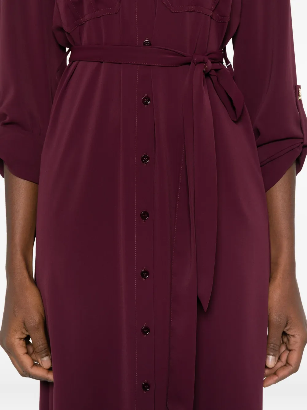 Patrizia Pepe Midi-jurk met ceintuur en zak Paars