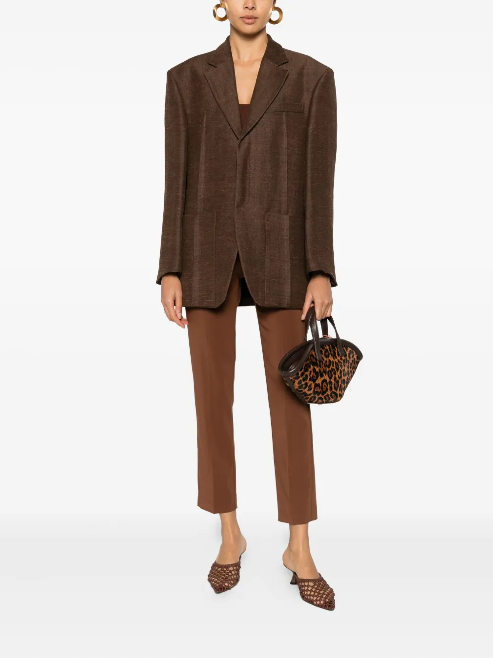 Patrizia Pepe Cropped Trousers In Brown