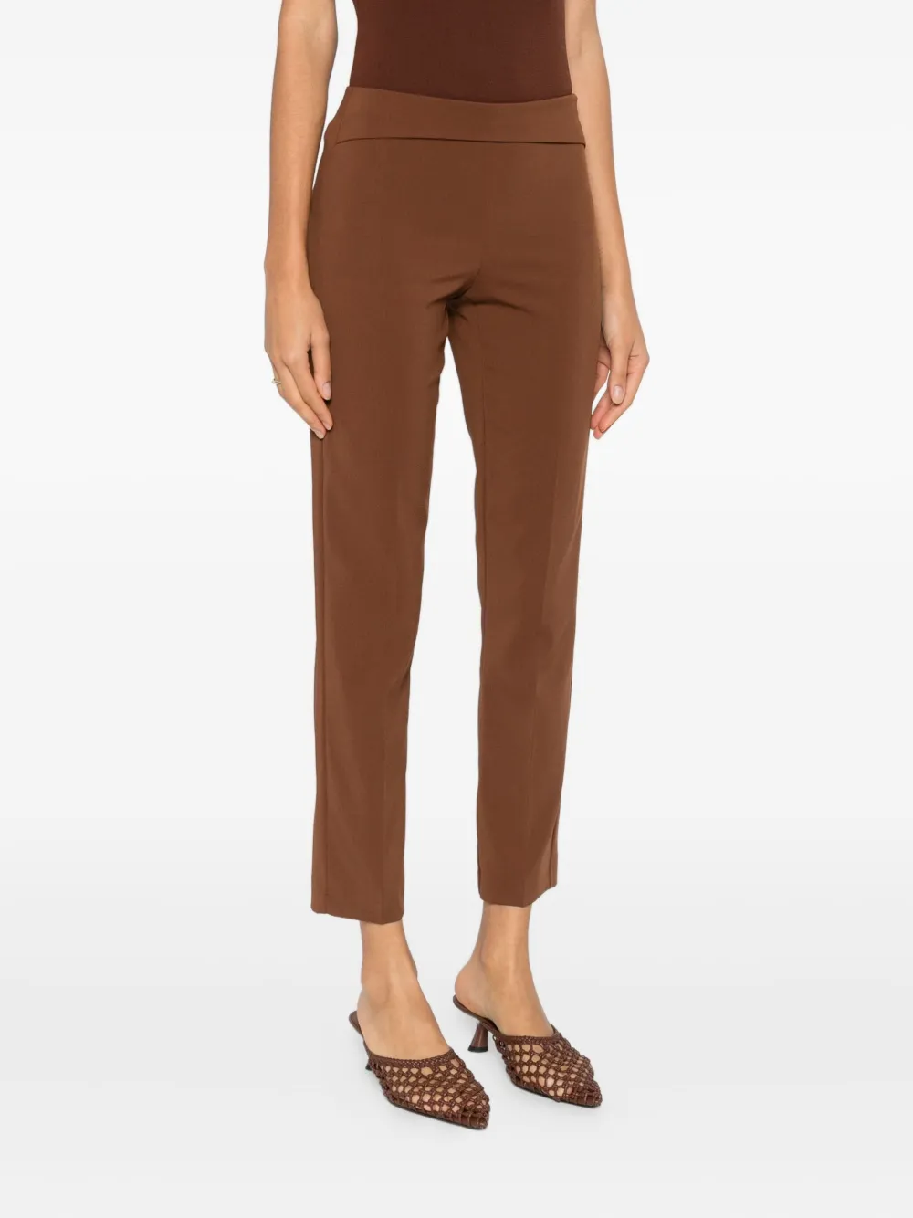 Patrizia Pepe Cropped Trousers In Brown