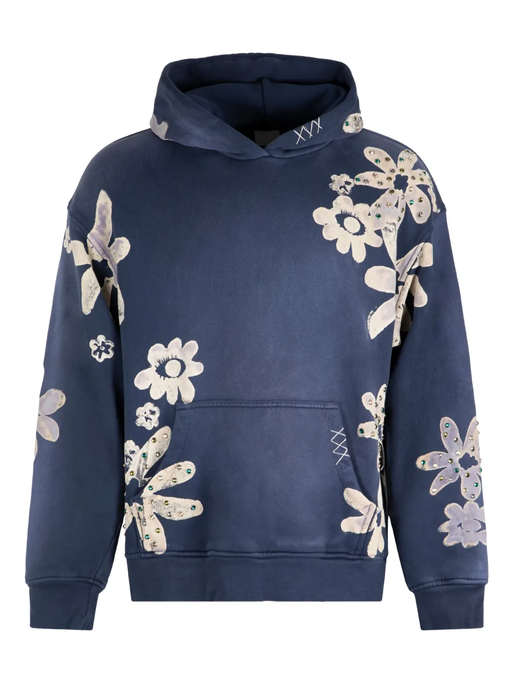 Alchemist floral-pattern embellished hoodie | Blue | Image 1