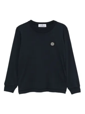 Stone Island Junior Cotton Sweatshirt | Black | FARFETCH