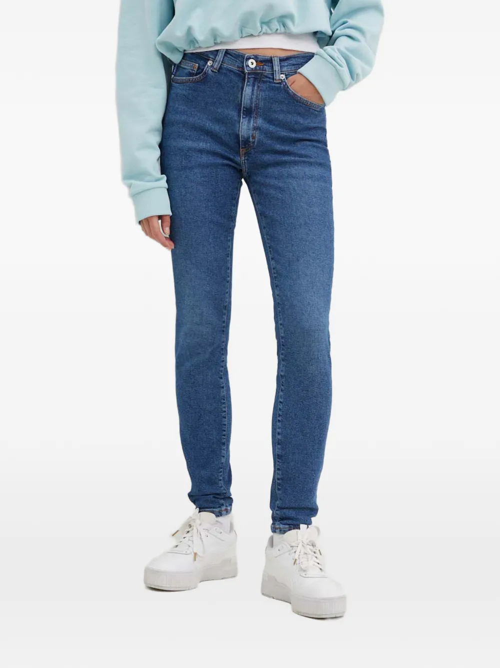 Hugo Boss Logo-patch Denim Trousers In Blue