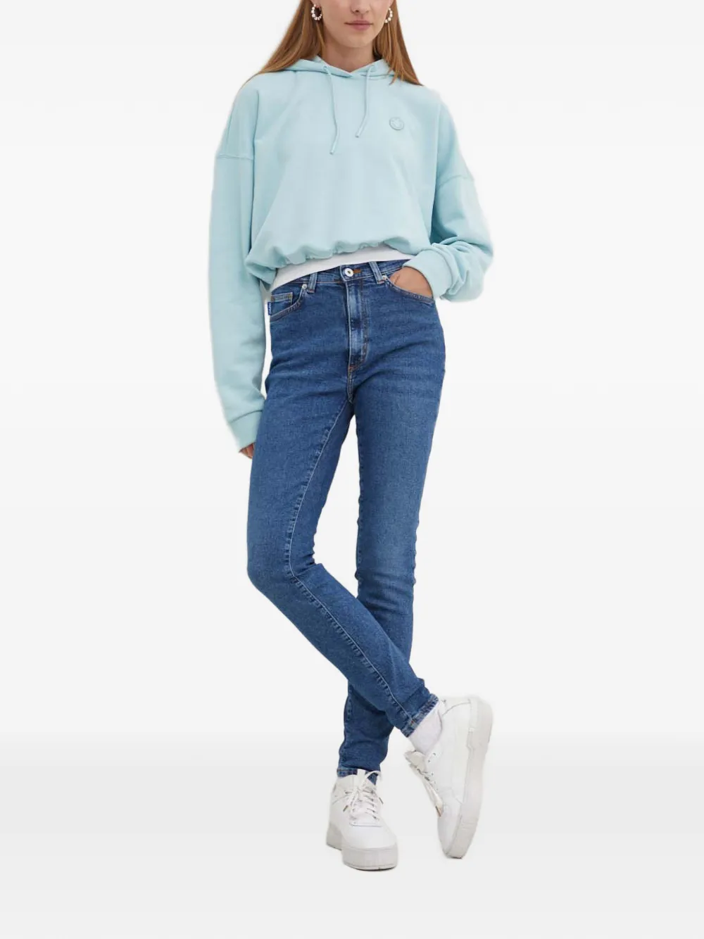 Hugo Boss Logo-patch Denim Trousers In Blue