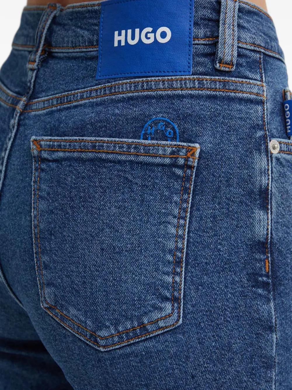 Hugo Boss Logo-patch Denim Trousers In Blue