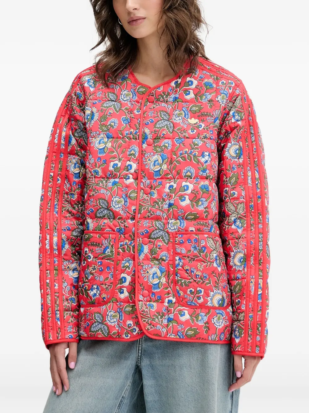 adidas x Liberty London floral-print quilted jacket - Rosso