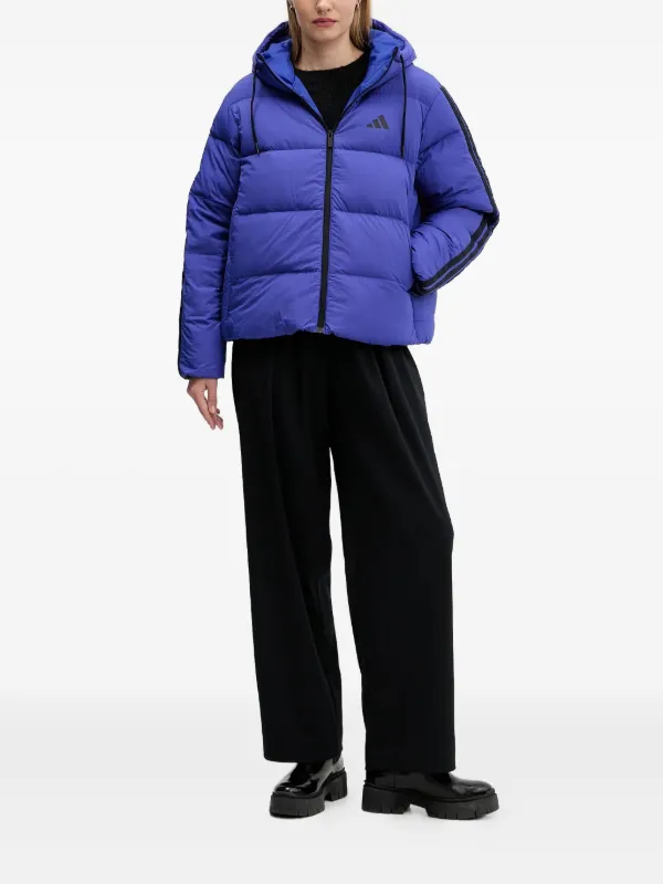 Adidas logo-detail Padded Jacket | Blue | FARFETCH ID