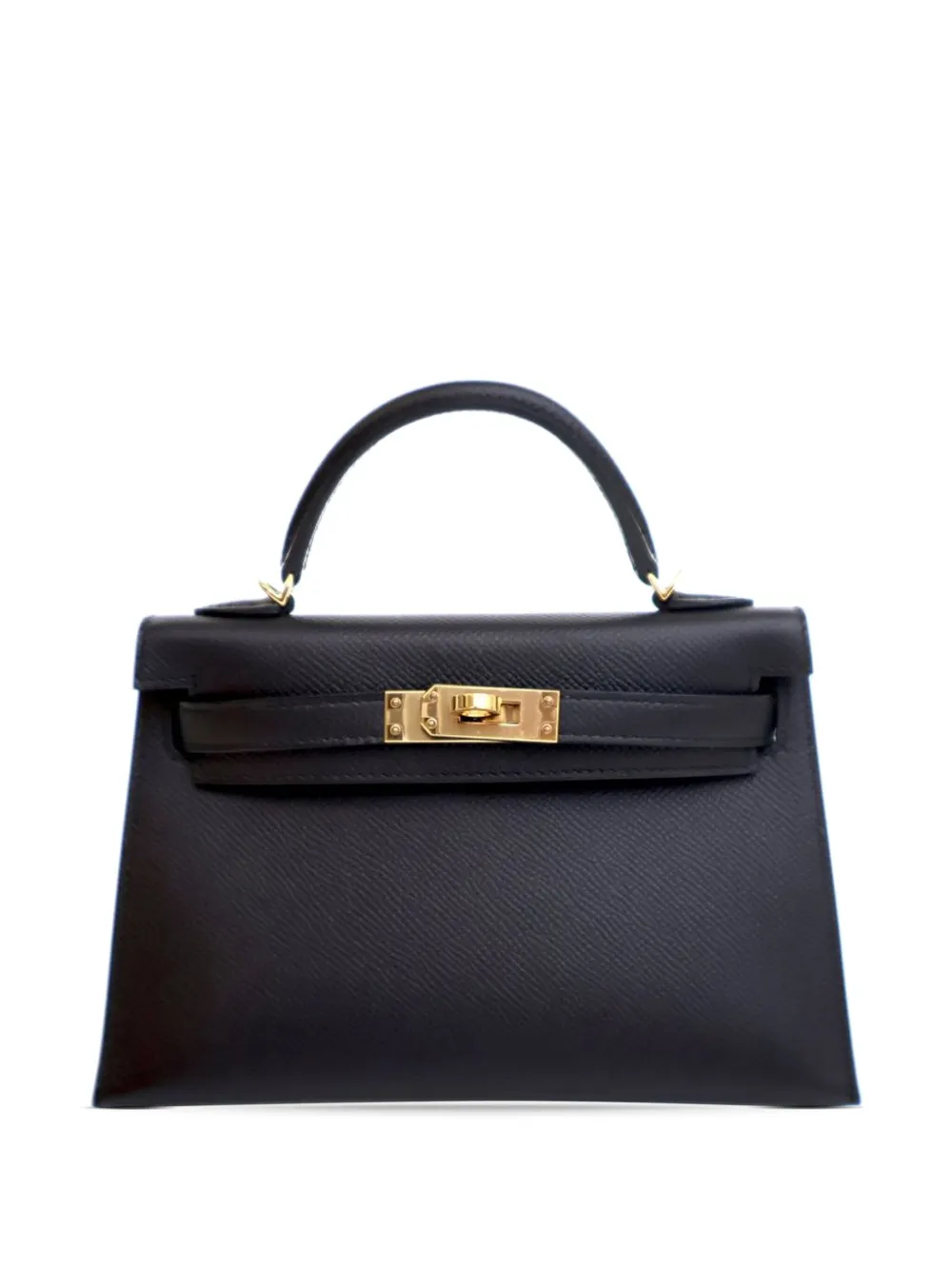 Pre-owned Hermes 2020 Mini Epsom Kelly Ii Sellier 20 Satchel In Black