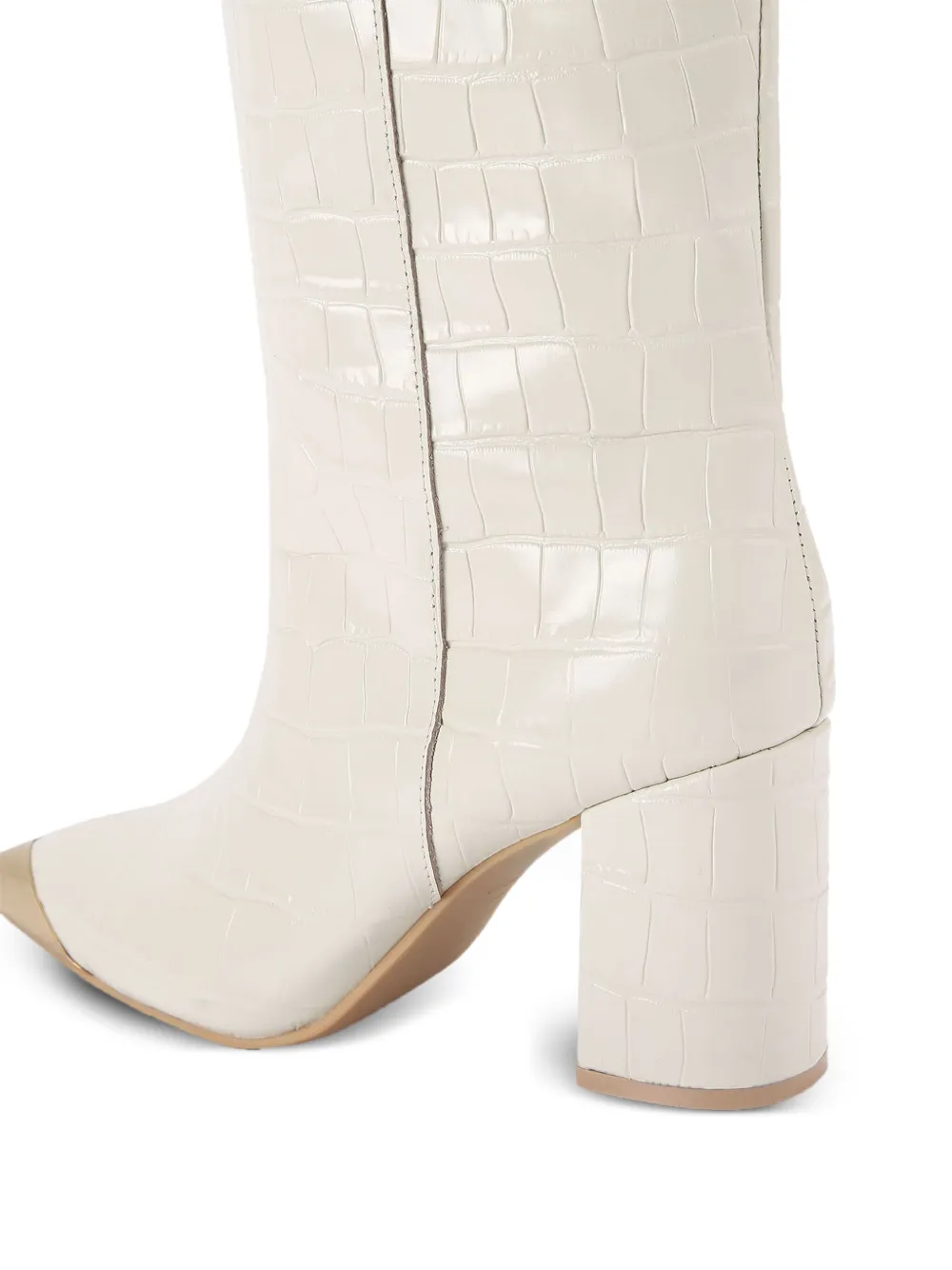 Kurt Geiger Crocodile Embossed Knee-high Boots In Neutral