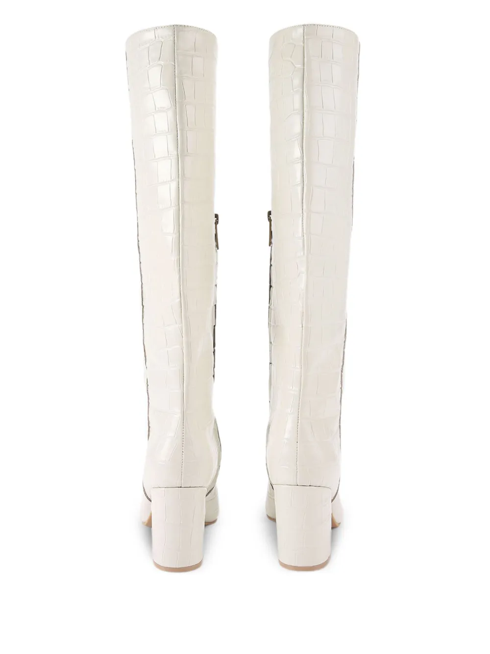 Kurt Geiger Crocodile Embossed Knee-high Boots In Neutral
