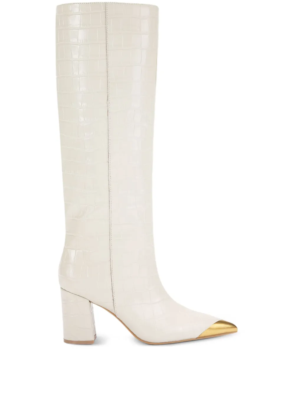Kurt Geiger Crocodile Embossed Knee-high Boots In Neutral