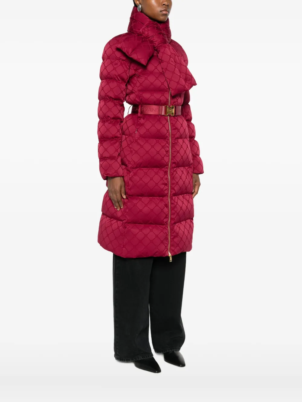 Elisabetta Franchi Belted Padded Parka In Red