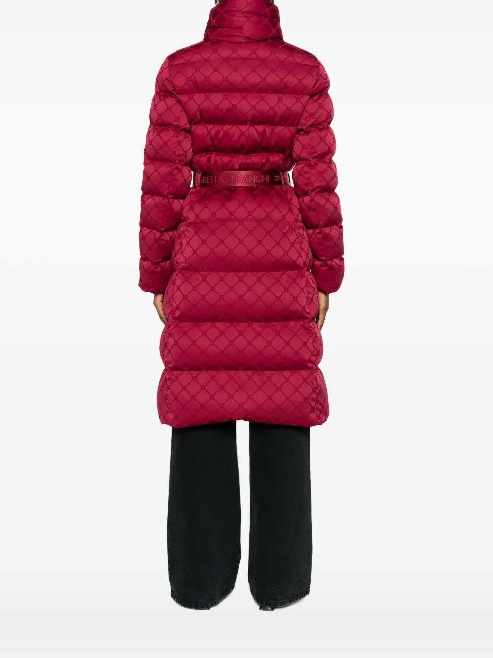 Elisabetta Franchi Belted Padded Parka In Red