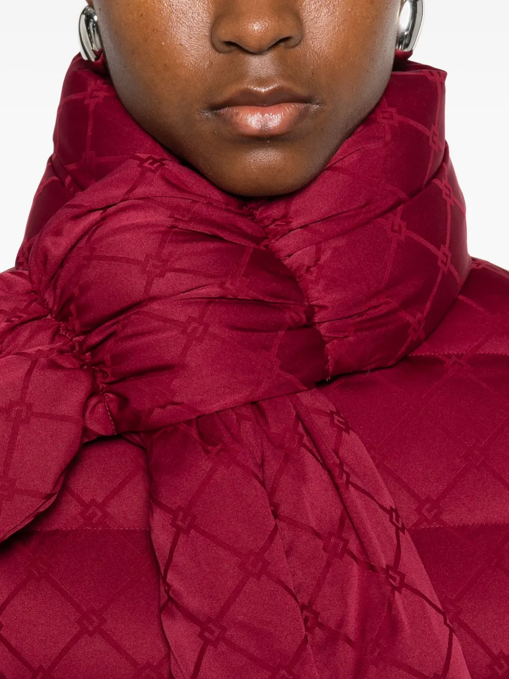 Elisabetta Franchi Belted Padded Parka In Red