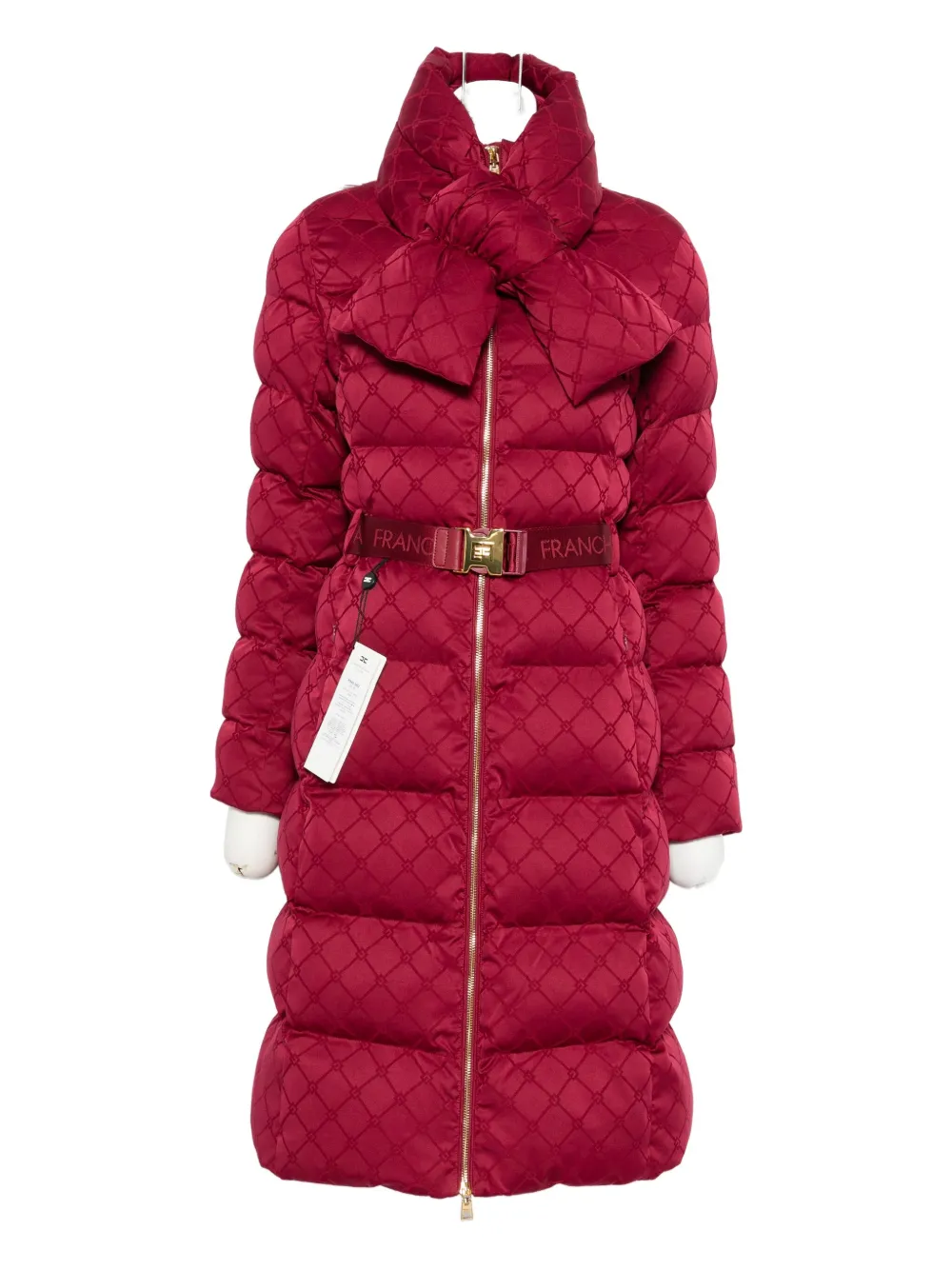 Elisabetta Franchi Belted Padded Parka In Red