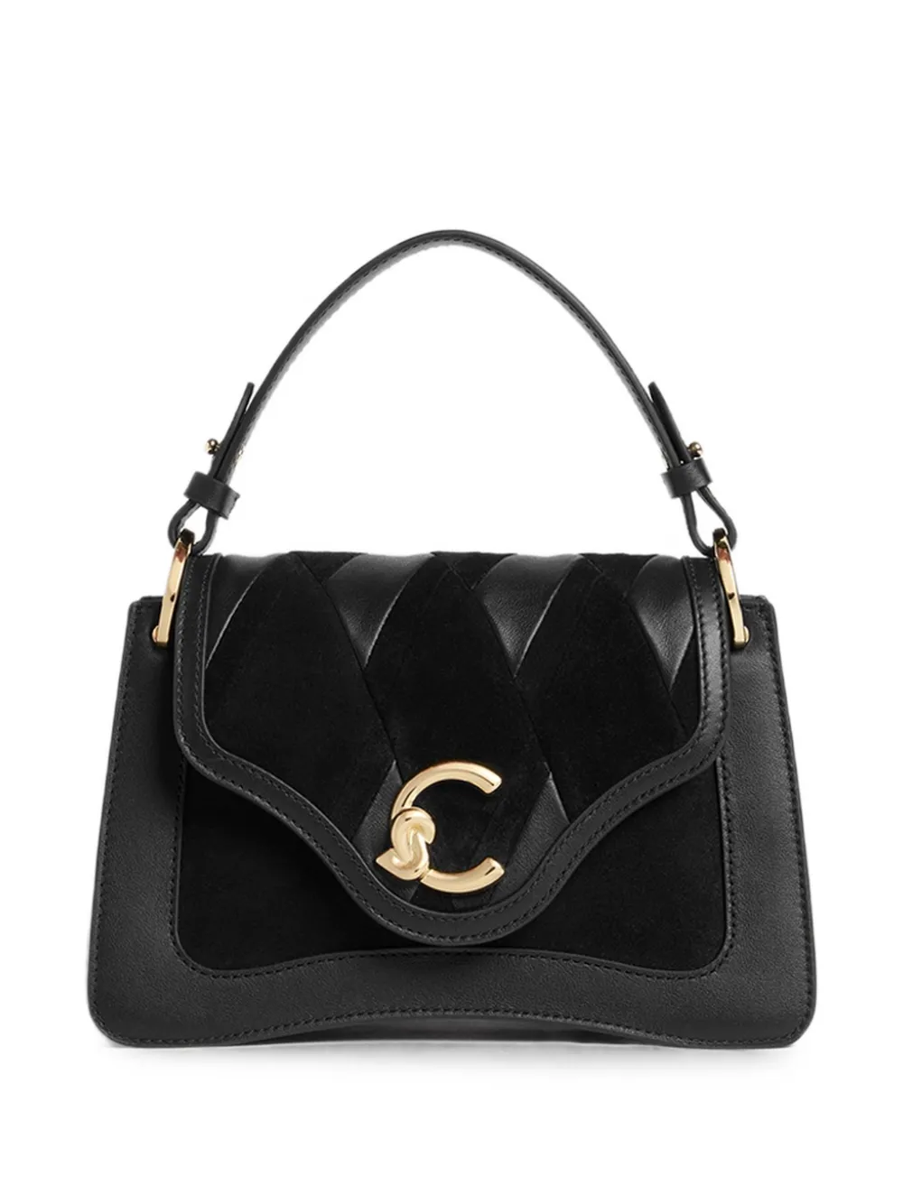 Coccinelle logo-plaque panelled tote bag - Nero