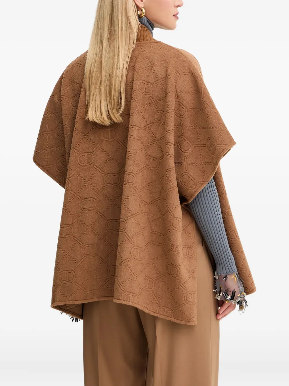 Twinset Logo-jacquard Cardigan In Brown