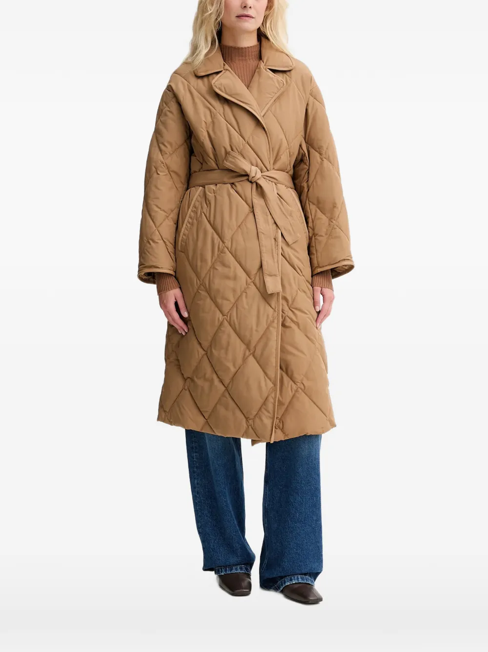 TWINSET Cappotto trapuntato con cintura - Marrone