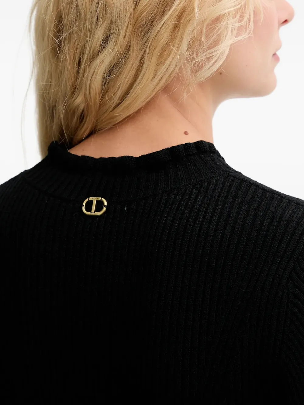 TWINSET Ribgebreide jurk Zwart