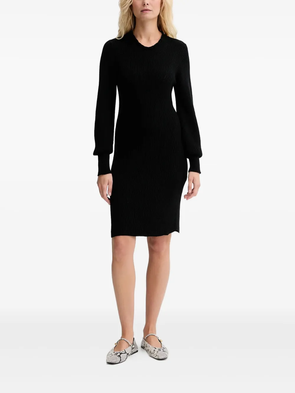 TWINSET long-sleeved ribbed dress - Zwart