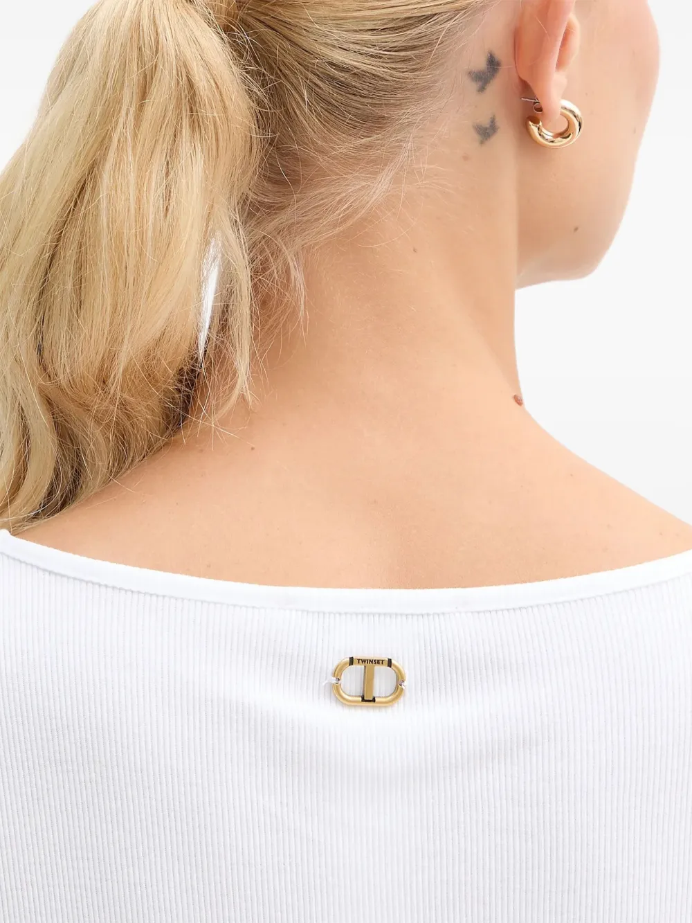 TWINSET T-shirt met V-hals en kant Wit