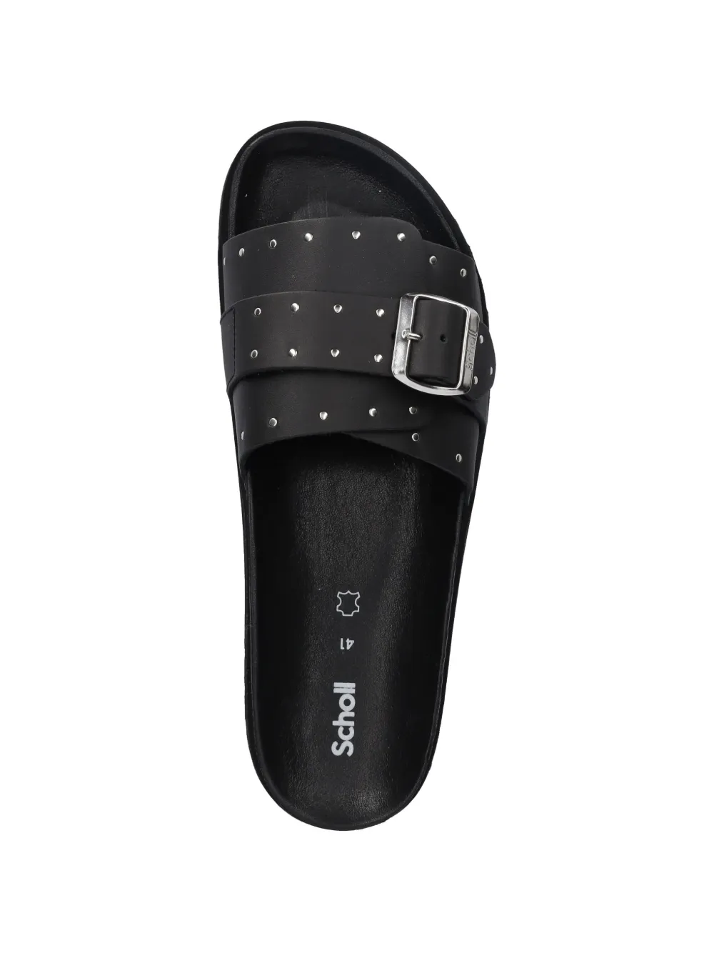 Scholl Slippers met gesp met studs Zwart
