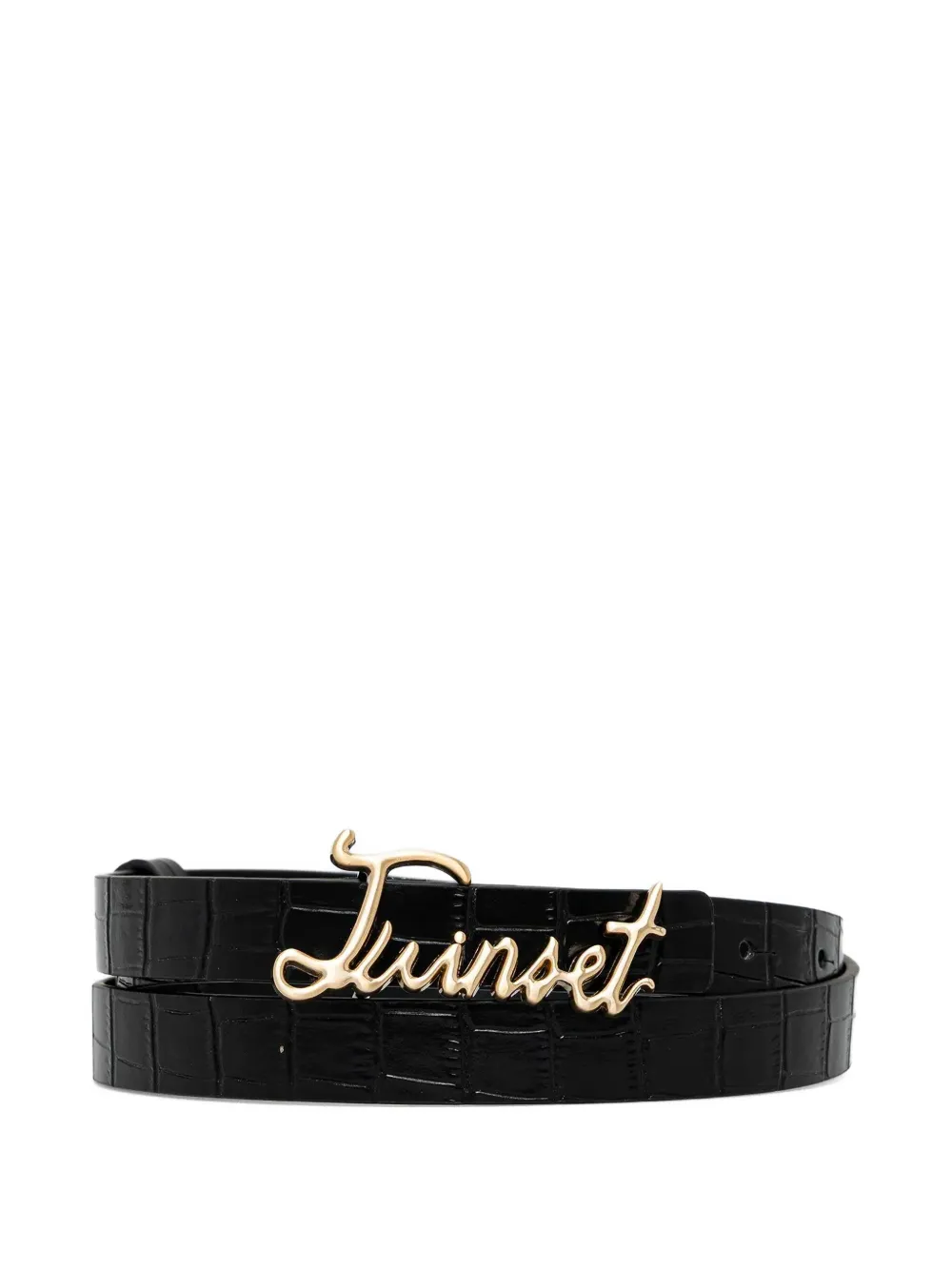 Twinset Crocodile-embossed Leather Belt In Black