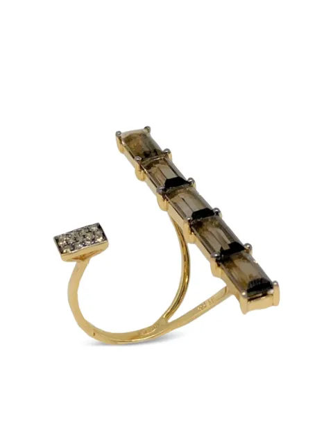 Stefere 18K yellow gold diamond and quartz ring