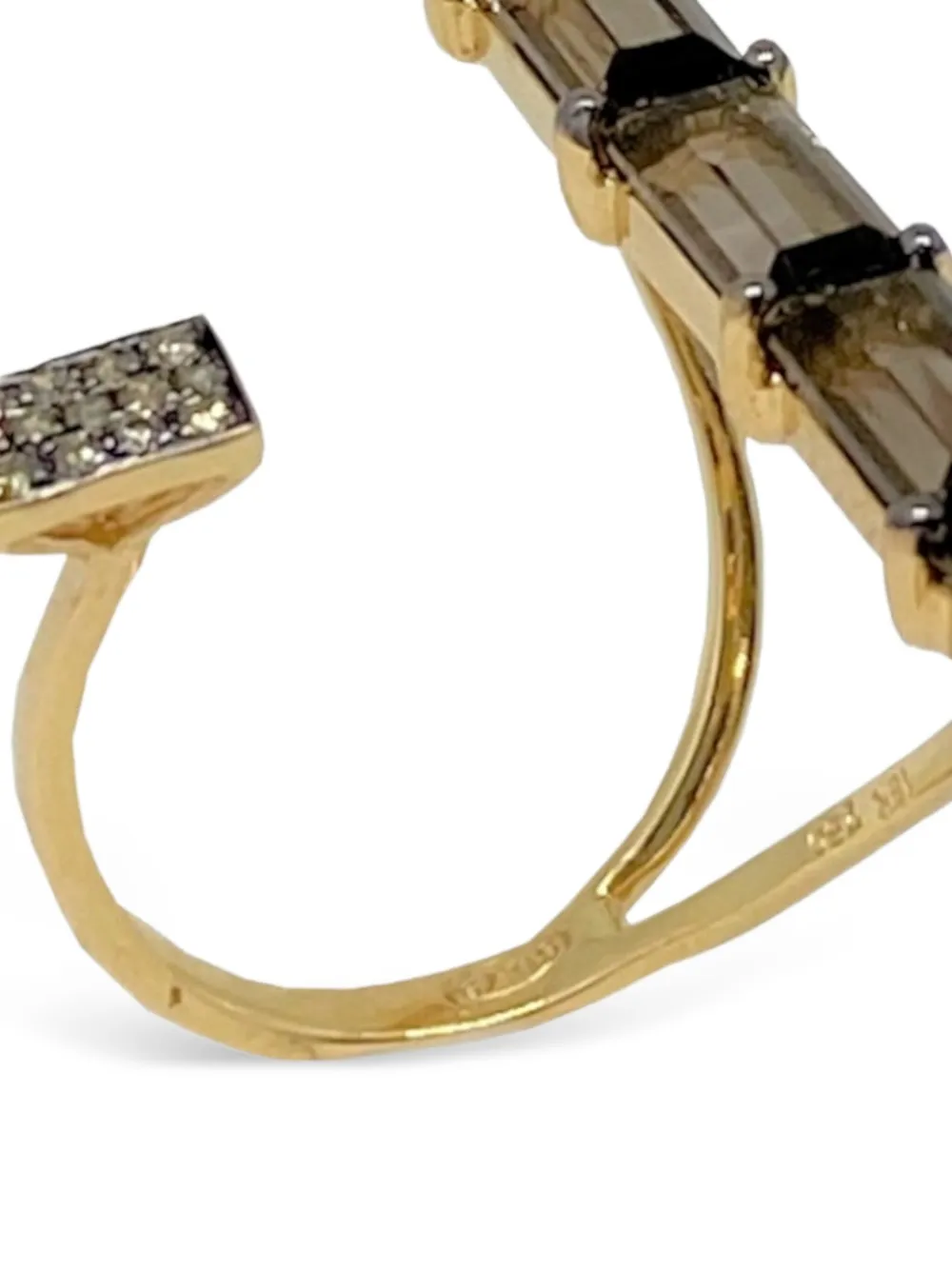 18k Yellow Gold Diamond And Quartz Ring