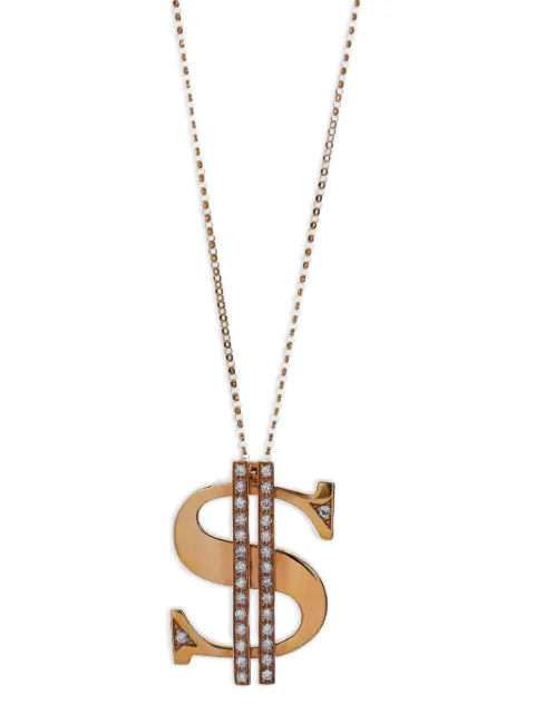 Stefere 18K yellow gold Dollar Sign diamond necklace