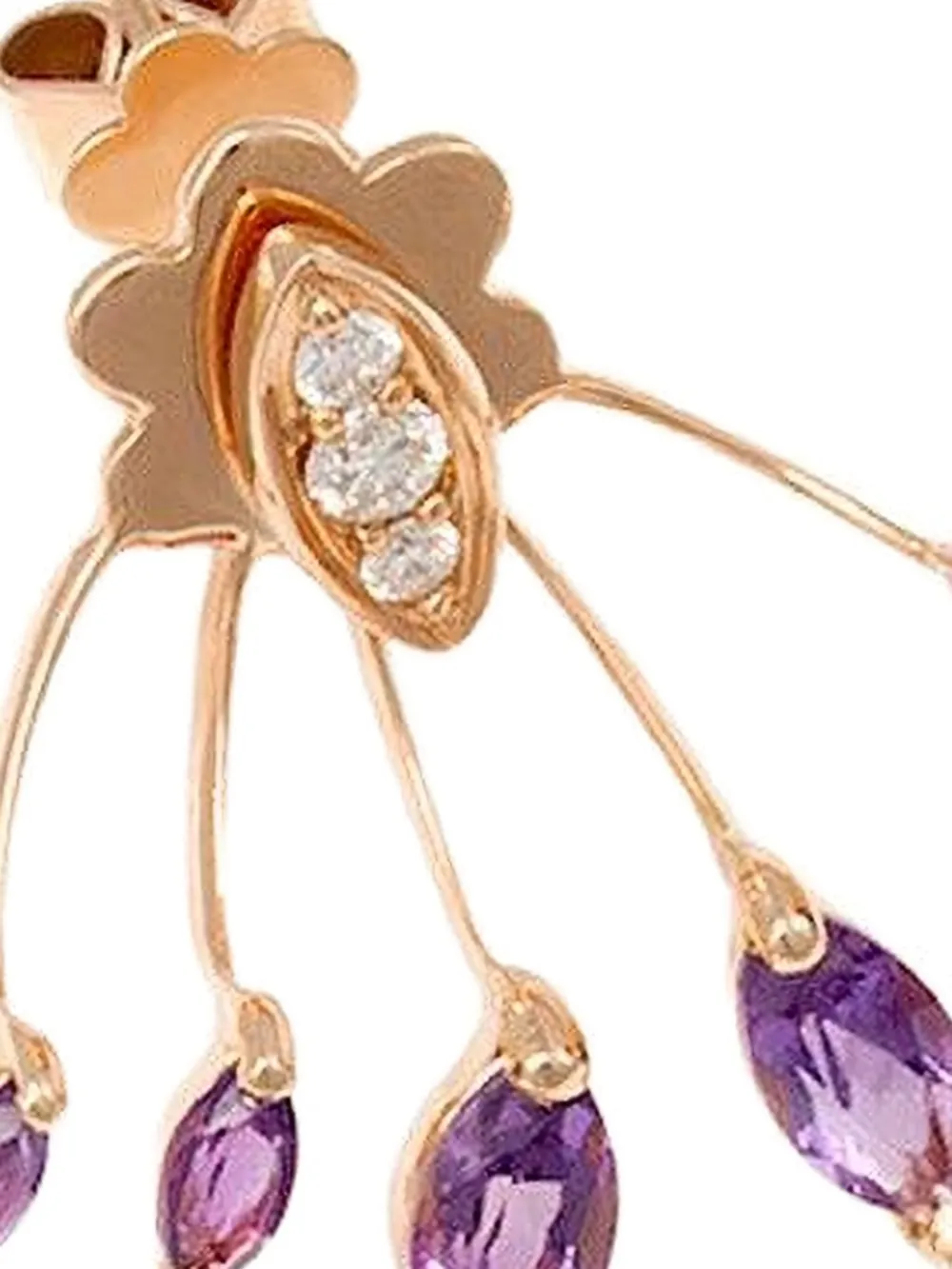  Stefere 18k Rose Gold Eventail Diamond And Amethyst Earrings - Pink 