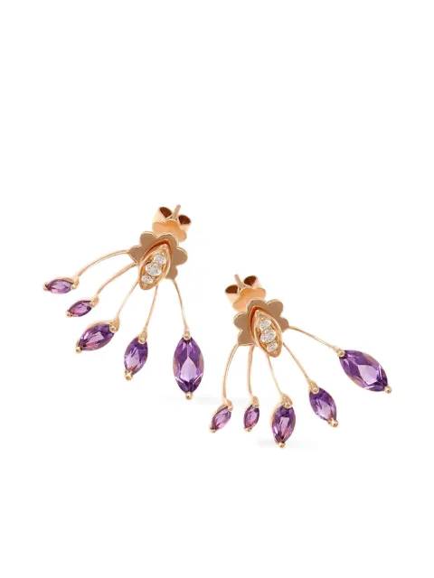 Stefere 18K rose gold Eventail diamond and amethyst earrings
