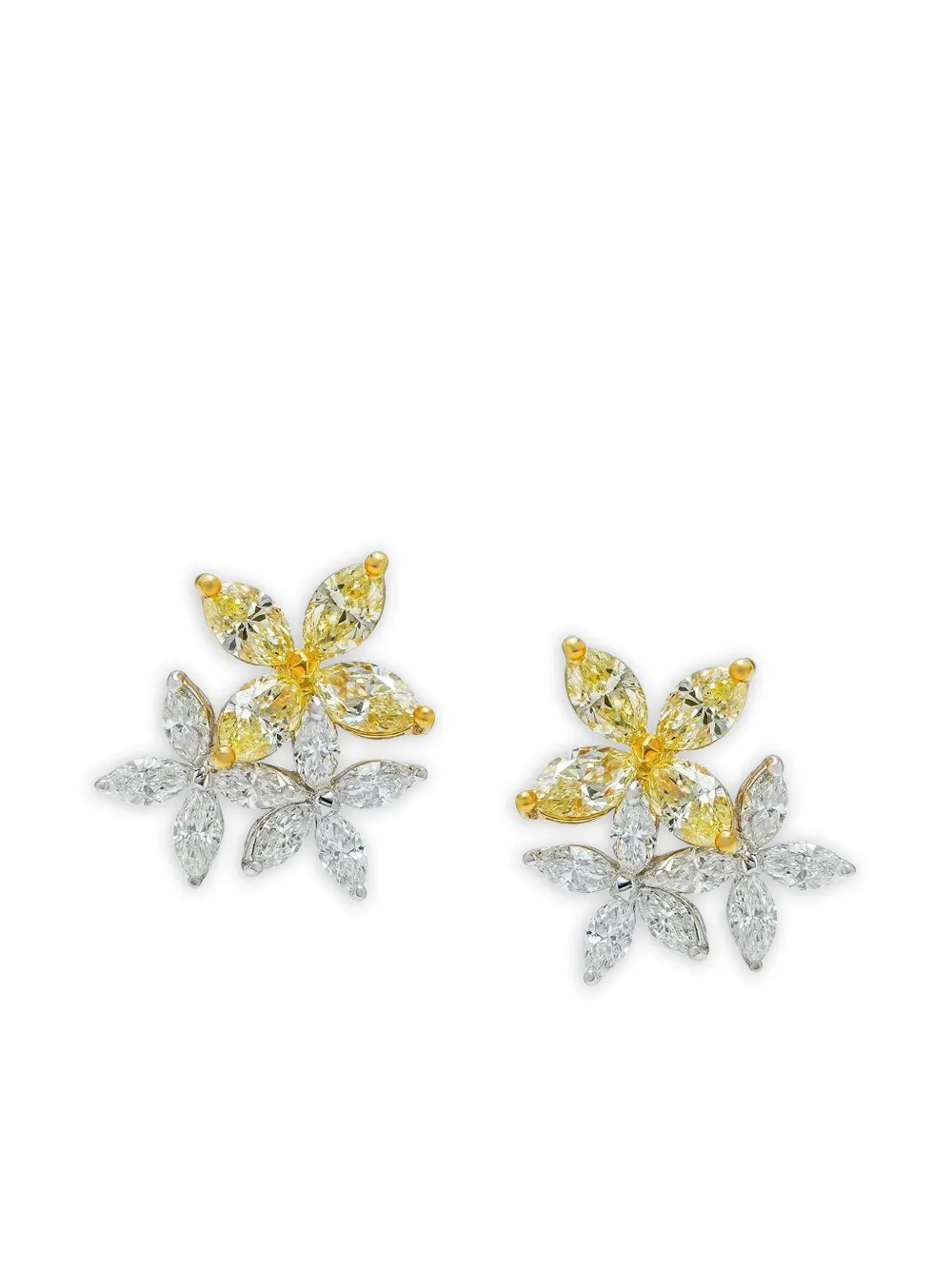 Azzaro aretes Three Flower en oro blanco con diamantes | plateado | Image 1