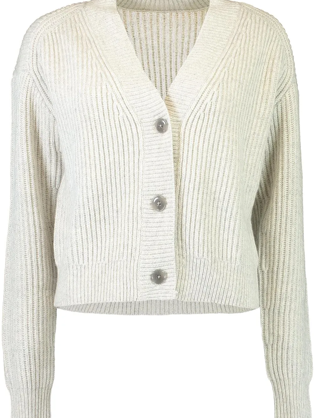 Twp V-neck Ribbed Cardigan In Neutral