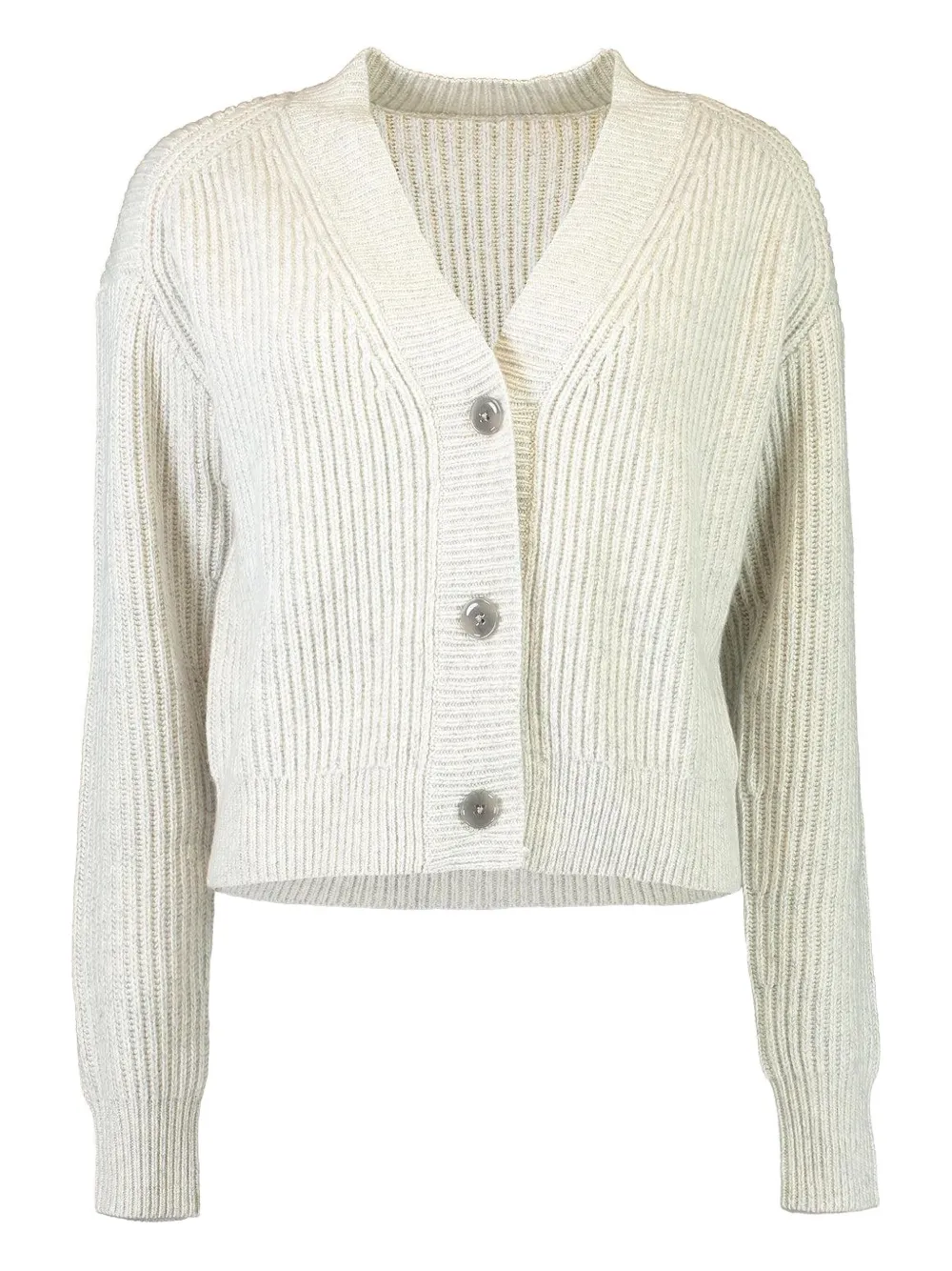 Twp V-neck Ribbed Cardigan In Neutral