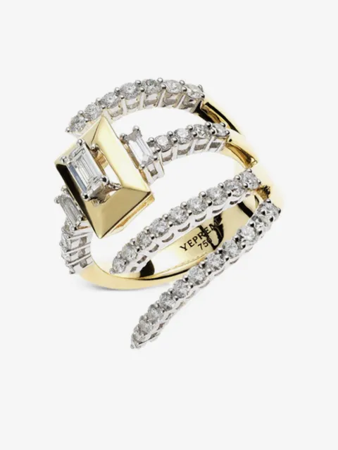 Yeprem anillo Strada en oro amarillo y blanco de 18kt con diamante