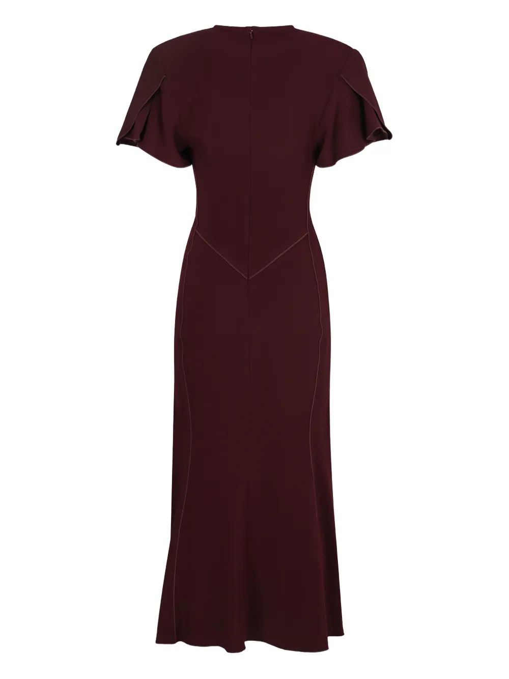 Victoria Beckham V-neck pleated midi dress - Rood