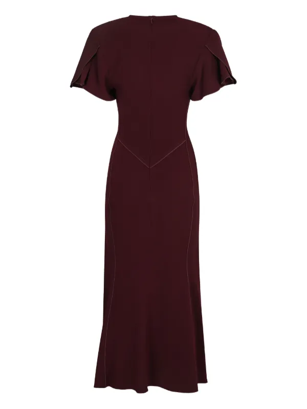 Victoria Beckham V-neck Pleated Midi Dress | Red | FARFETCH Victoria Beckham V-neck Pleated Midi Dress | Red | FARFETCH