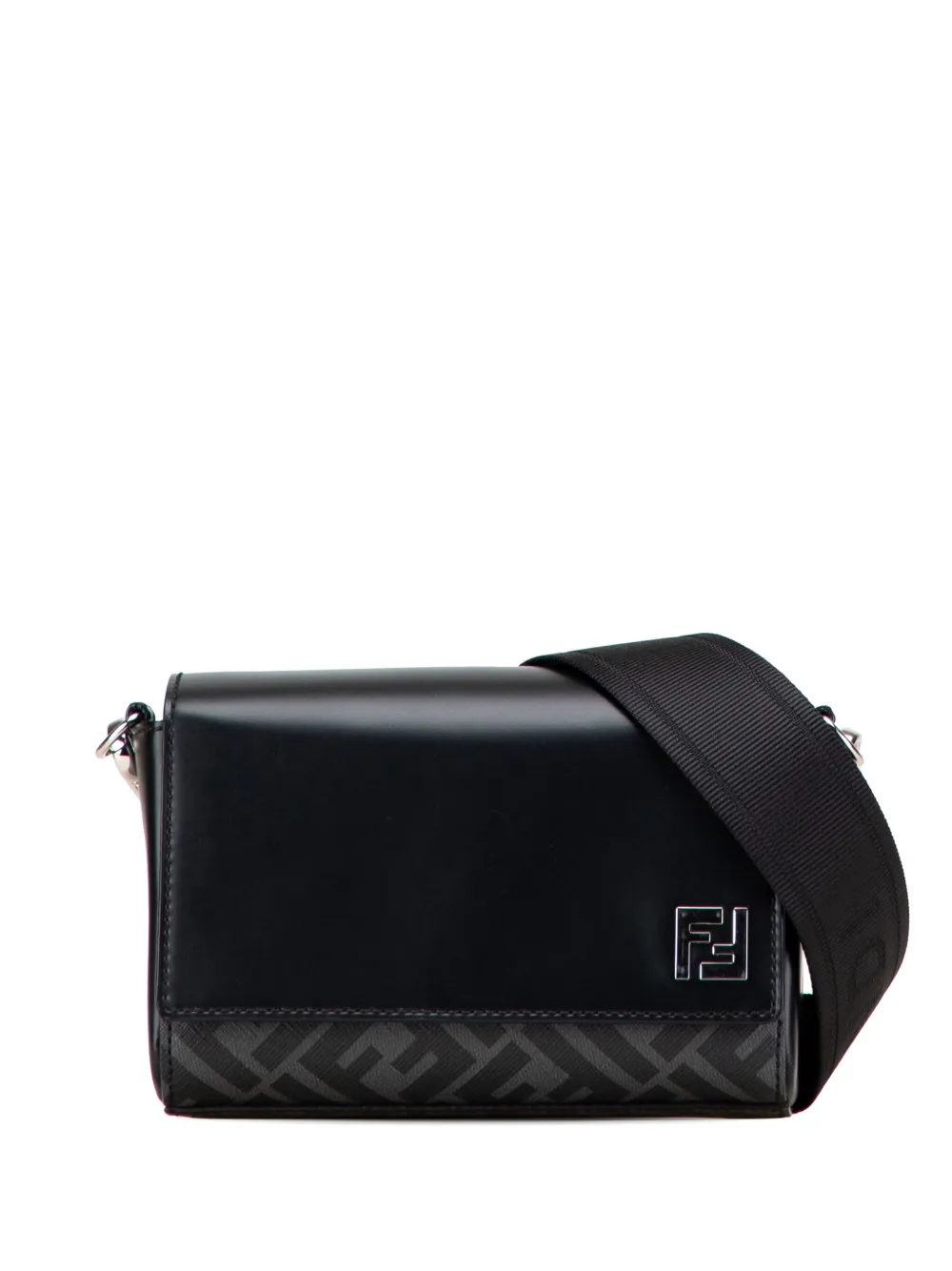 Fendi Pre-Owned 2010-2025 Leather and Coated Canvas FF Squared Compact Bag crossbody bag | Black | Image 1