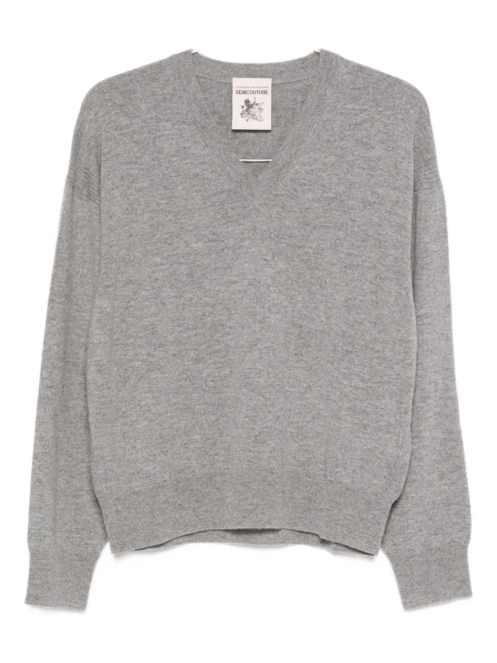 Semicouture V-neck Sweater In Gray