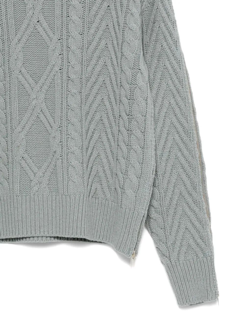 Semicouture Cable-knit Zip Sweater In Gray
