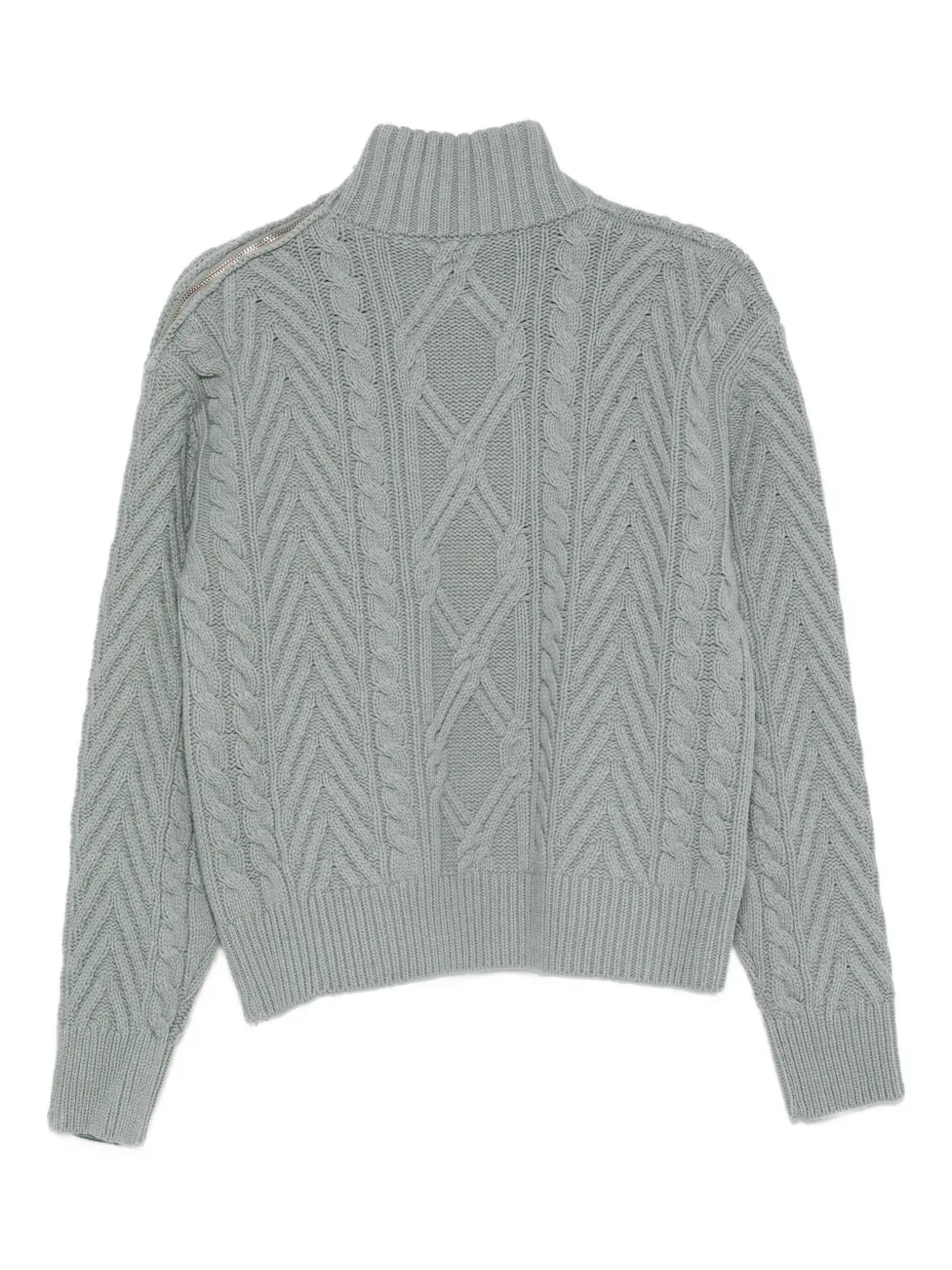 Semicouture Cable-knit Zip Sweater In Gray