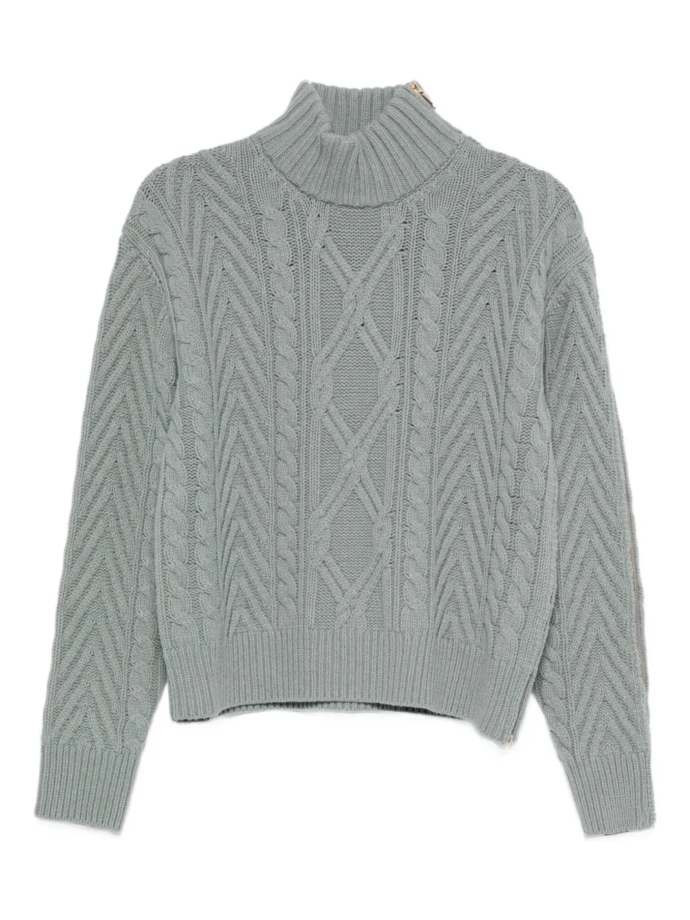 Semicouture Cable-knit Zip Sweater In Gray