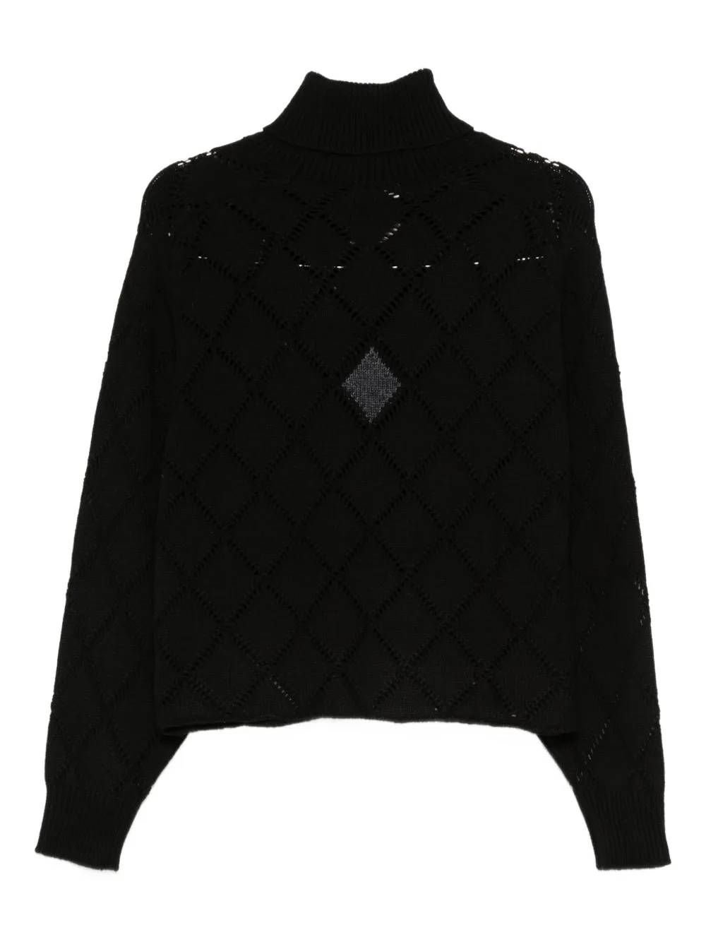 Semicouture Openwork Turtleneck Sweater In Black