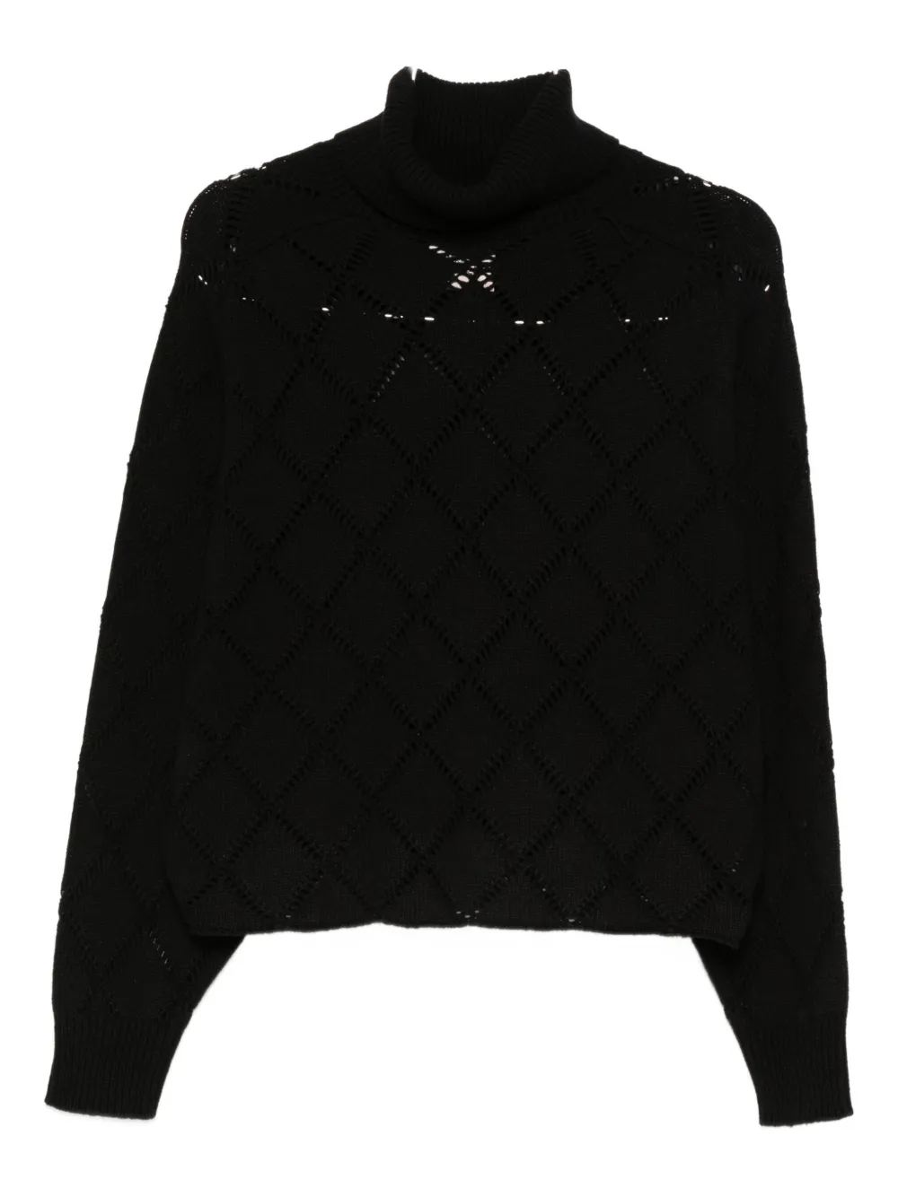 Semicouture Openwork Turtleneck Sweater In Black