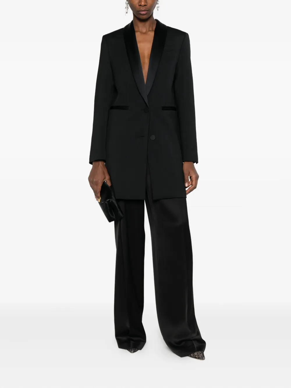Semicouture Lapel Long-sleeved Suit Jacket In Black