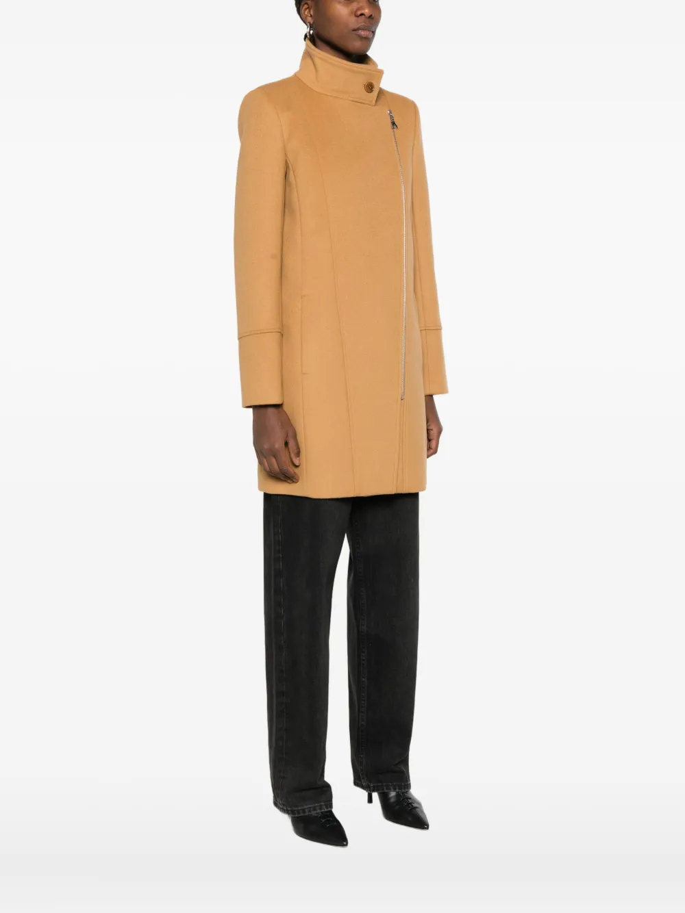 Patrizia Pepe Zip-up Coat In Brown