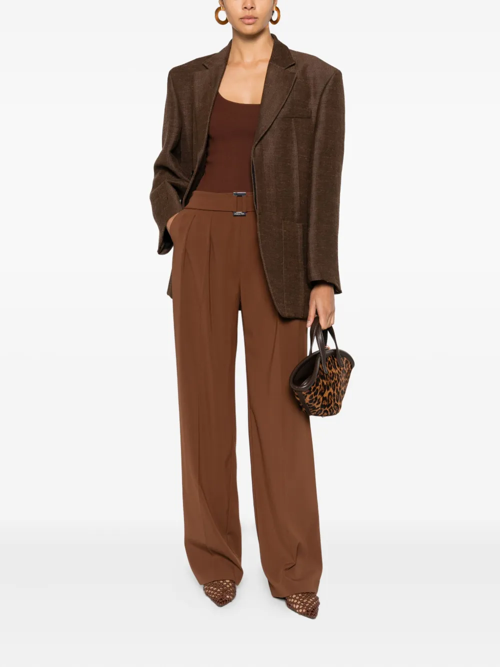 Patrizia Pepe buckle pleated trousers - Bruin