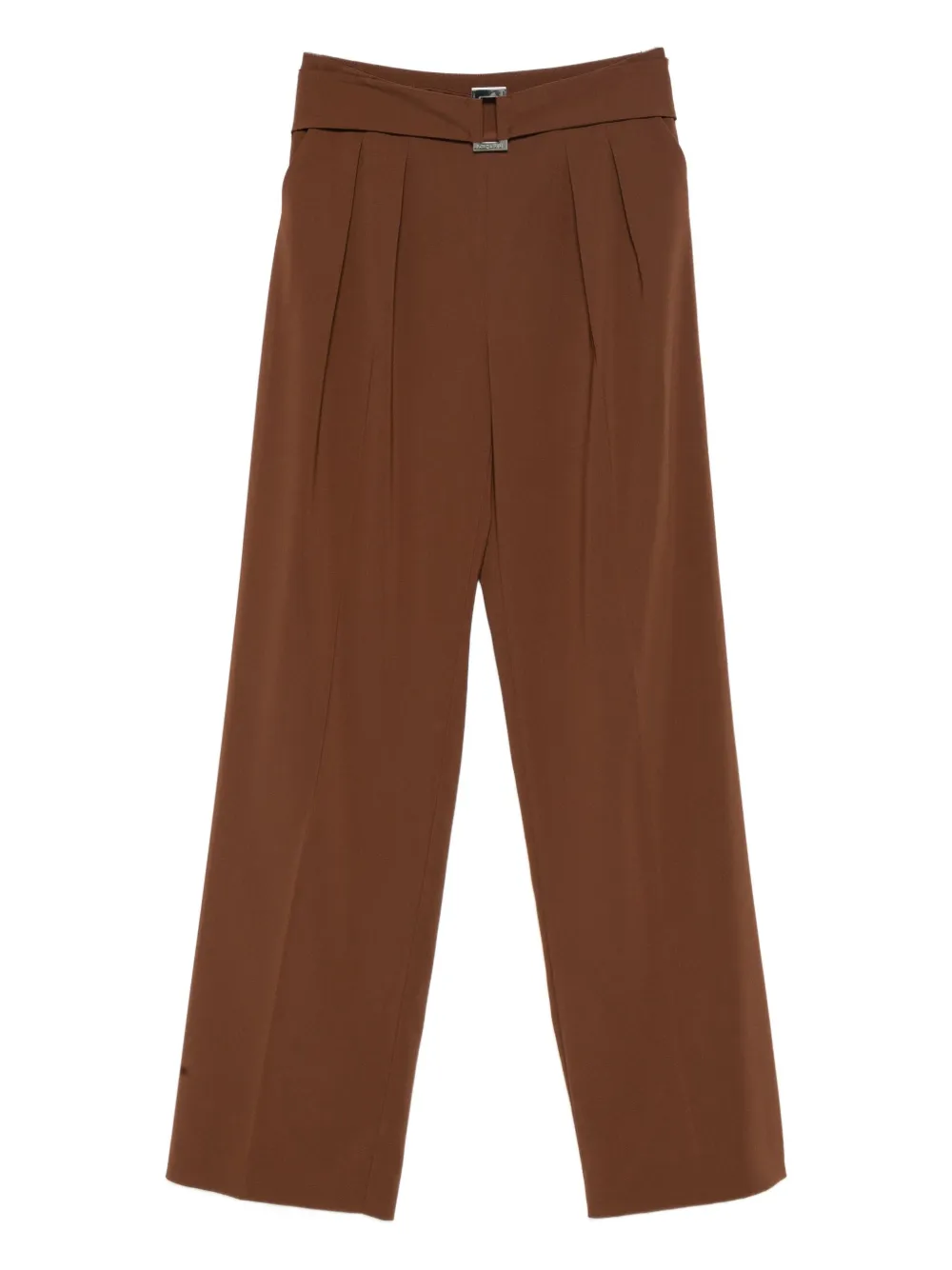 Patrizia Pepe Buckle Pleated Trousers In Brown